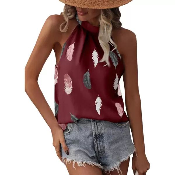WDIRARA Women's Leopard Print Halter Top Shirt Casual Button Sleeveless Vest