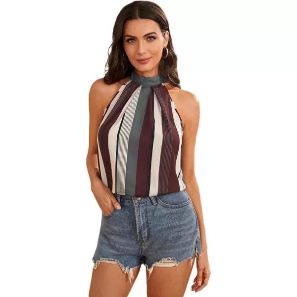 WDIRARA Women's Leopard Print Halter Top Shirt Casual Button Sleeveless Vest