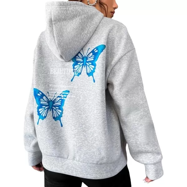 WDIRARA Women's Letter Graphic Drawstring Long Sleeve Pocket Oversized Hoodie