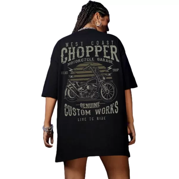 WDIRARA Women's Letter Graphic Print Oversized Round Neck Tee Half Sleeve T Shirt