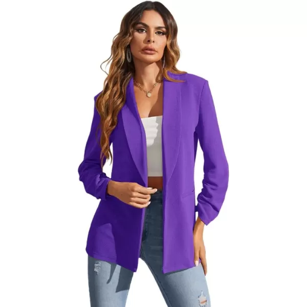 WDIRARA Women's Long Sleeve Open Front Blazer Casual Work Office Jacket
