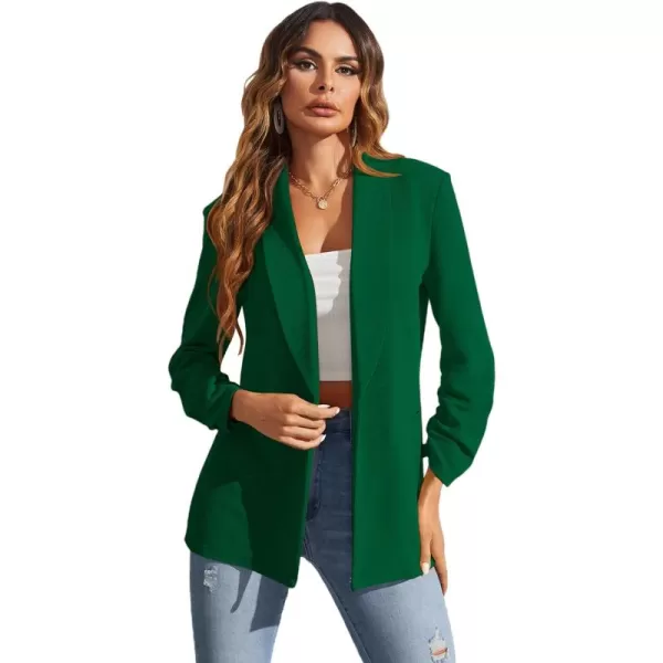 WDIRARA Women's Long Sleeve Open Front Blazer Casual Work Office Jacket