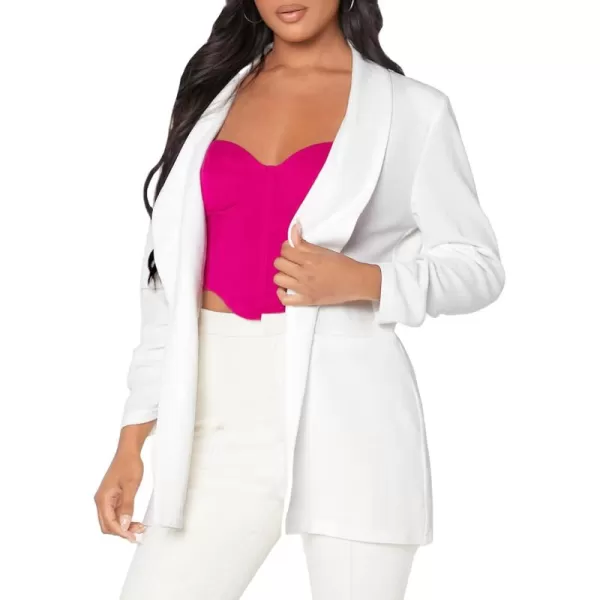 WDIRARA Women's Long Sleeve Open Front Blazer Casual Work Office Jacket