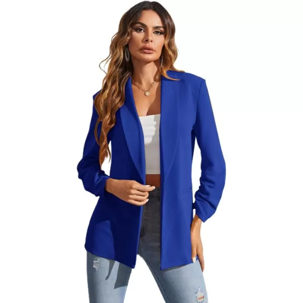 WDIRARA Women's Long Sleeve Open Front Blazer Casual Work Office Jacket