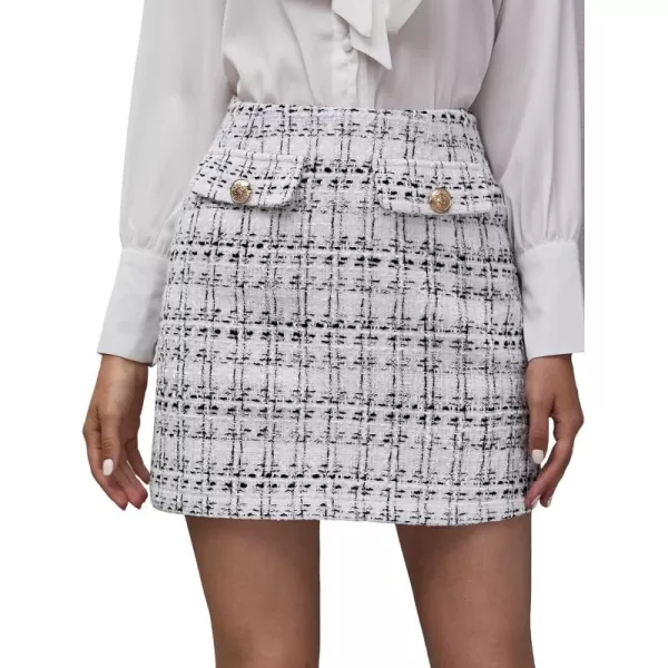 WDIRARA Women's Mid Waist Above Knee Casual Plaid Mini Skirt