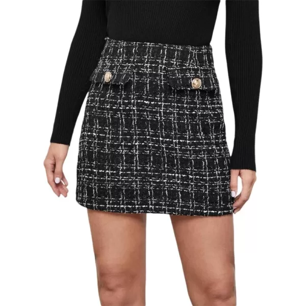 WDIRARA Women's Mid Waist Above Knee Casual Plaid Mini Skirt