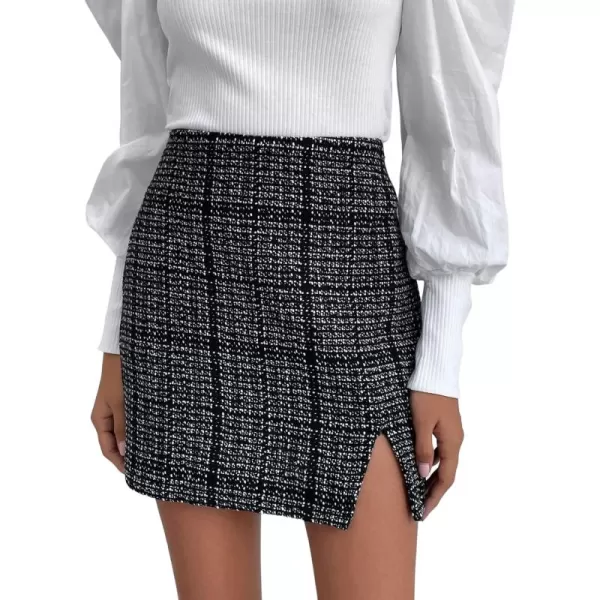 WDIRARA Women's Mid Waist Above Knee Casual Plaid Mini Skirt