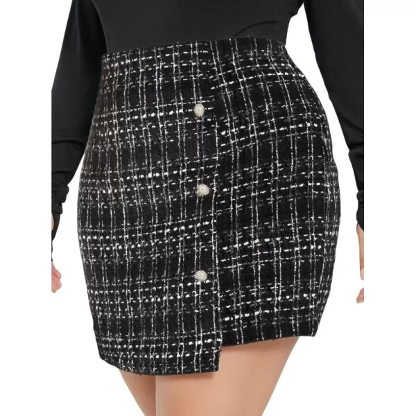 WDIRARA Women's Mid Waist Above Knee Casual Plaid Mini Skirt