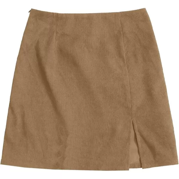 WDIRARA Women's Mid Waist Corduroy A-line Slim fit Button Casual Mini Skirt
