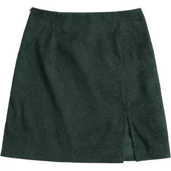 WDIRARA Women's Mid Waist Corduroy A-line Slim fit Button Casual Mini Skirt