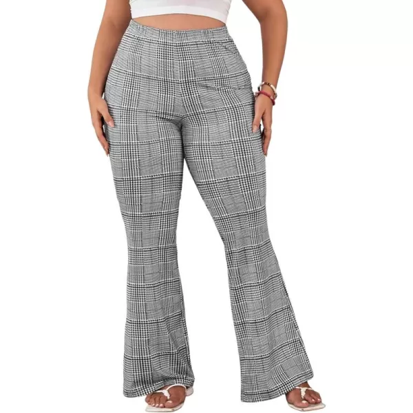 WDIRARA Women's Plus Size Elastic High Waist Flare Bell Bottom Ribbed Knit Long Pants