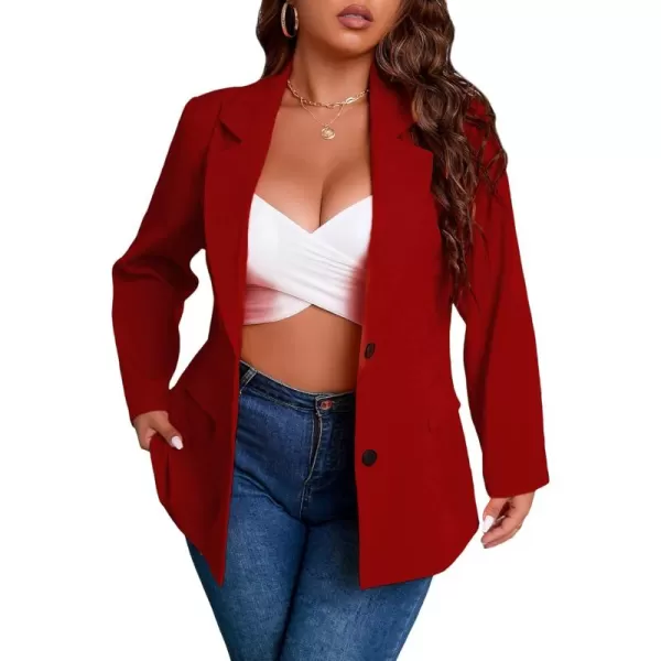 WDIRARA Women's Plus Size Elegant Single Breasted Lapel Collar Solid Casual Work Blazer
