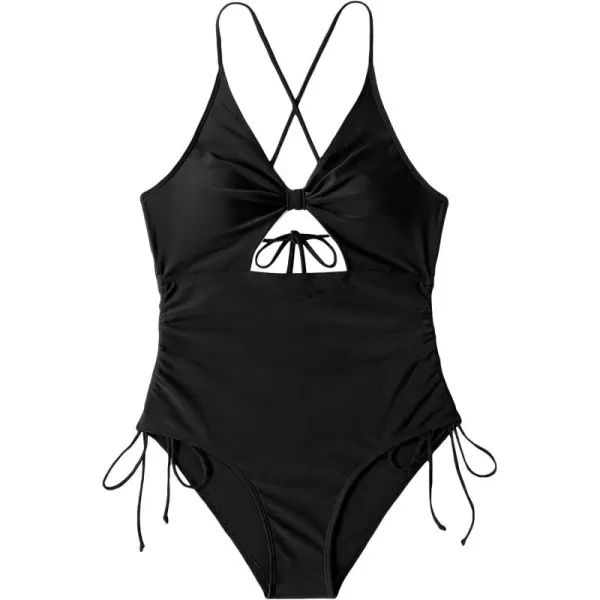 WDIRARA Women's Plus Size Floral Print Cutout Drawstring One Piece Swimsuit Monokini