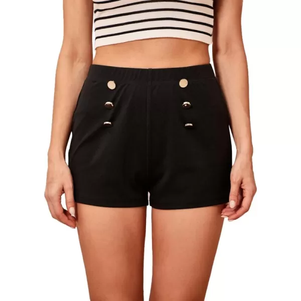 WDIRARA Women's Plus Size High Waist Double Button Shorts Solid Casual Shorts