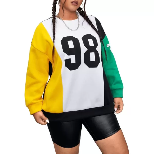 WDIRARA Women's Plus Size Letter Print Round Neck Long Sleeve Sweatshirt Pullover Tops
