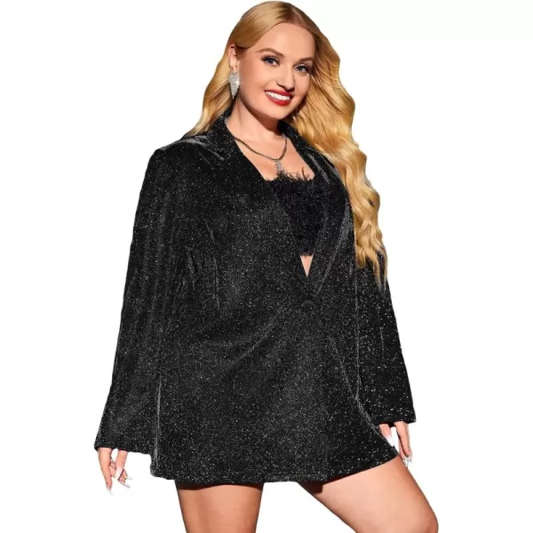 WDIRARA Women's Plus Size Long Sleeve Blazer Casual Open Front Cardigan Jacket