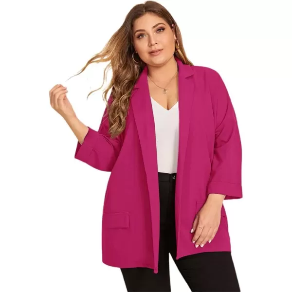 WDIRARA Women's Plus Size Long Sleeve Blazer Casual Open Front Cardigan Jacket