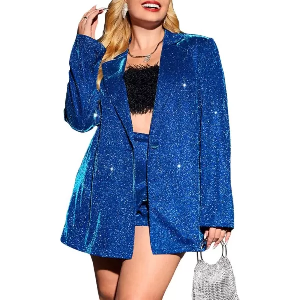 WDIRARA Women's Plus Size Long Sleeve Blazer Casual Open Front Cardigan Jacket