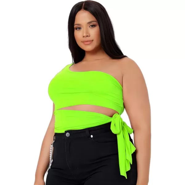 WDIRARA Women's Plus Size One Shoulder Cut Out Tie Side Sleeveless Crop Top