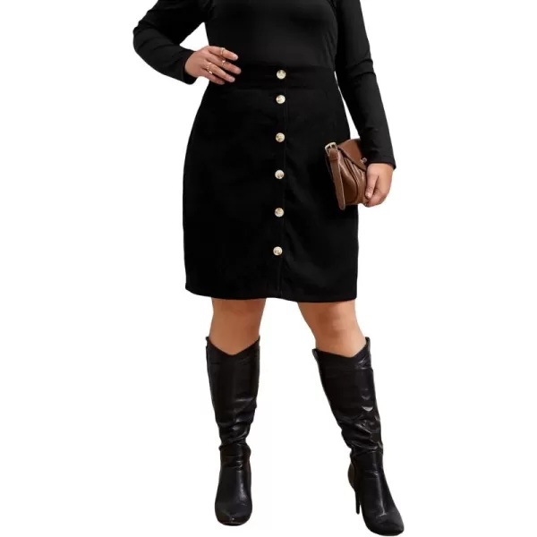 WDIRARA Women's Plus Size Ribbed Slit High Waisted Elegant Work Midi Pencil Skirt