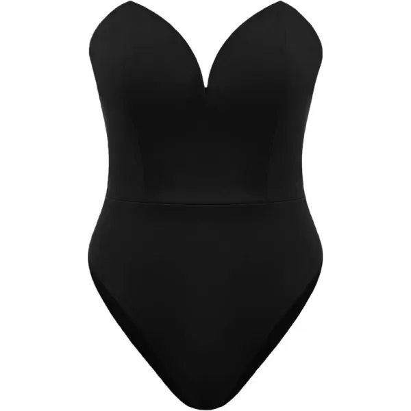 WDIRARA Women's Plus Size Sleeveless Strapless Tube Bodysuit Sexy Tops