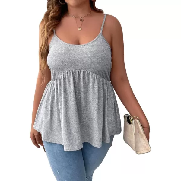 WDIRARA Women's Plus Size Spaghetti Strap Ruffle Hem Cami Top Peplum Camisole