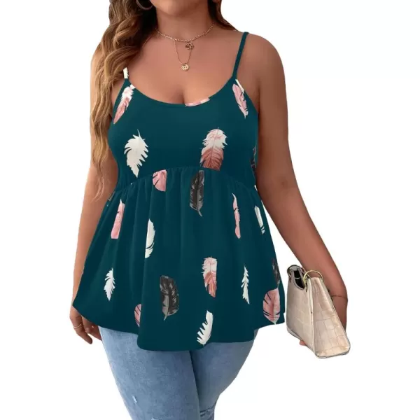WDIRARA Women's Plus Size Spaghetti Strap Ruffle Hem Cami Top Peplum Camisole