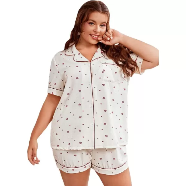 WDIRARA Women's Plus Sleepwear Satin Short Sleeve Shirt and Shorts Pajama Set