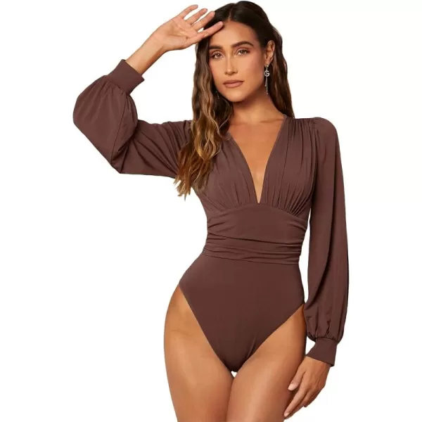 WDIRARA Women's Polka Dots Sheer Dobby Mesh Square Neck Long Sleeve Skinny Bodysuit