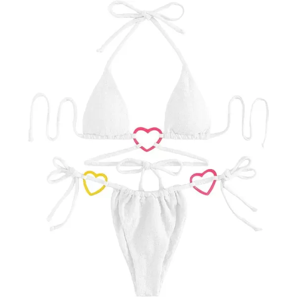 WDIRARA Women's Ring Halter Bikini Swimsuit 2 Piece Tie Back Bathing Suit