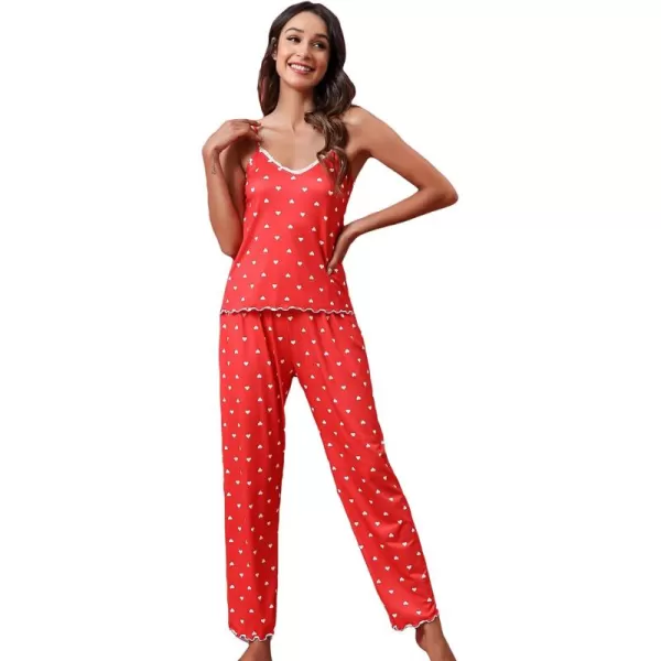 WDIRARA Women's Sleepwear Leopard Print Satin Cami Top and Pants 2 Piece Pajama Sets