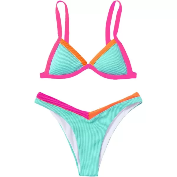 WDIRARA Women's Spaghetti Strap Triangle Bikini Bathing Suit 2 Piece Swimsuit