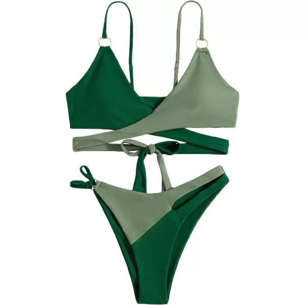 WDIRARA Women's Spaghetti Strap Triangle Bikini Bathing Suit 2 Piece Swimsuit