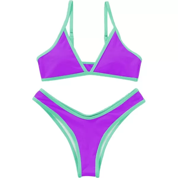 WDIRARA Women's Spaghetti Strap Triangle Bikini Bathing Suit 2 Piece Swimsuit