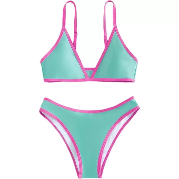 WDIRARA Women's Spaghetti Strap Triangle Bikini Bathing Suit 2 Piece Swimsuit