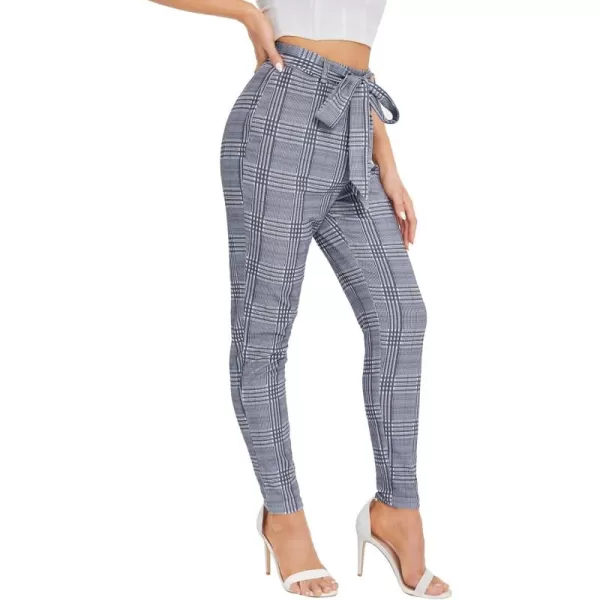 WDIRARA Women's Stretchy Plaid Print Pants Soft Skinny Regular Fashion Leggings