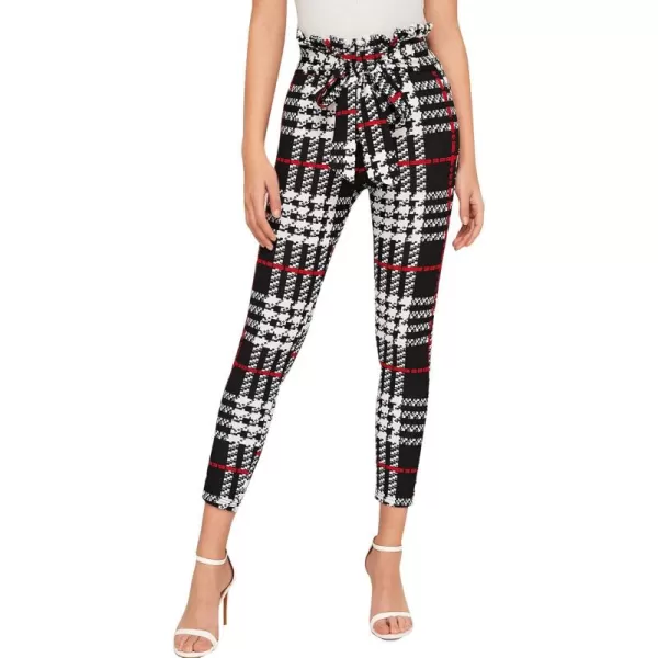 WDIRARA Women's Stretchy Plaid Print Pants Soft Skinny Regular Fashion Leggings
