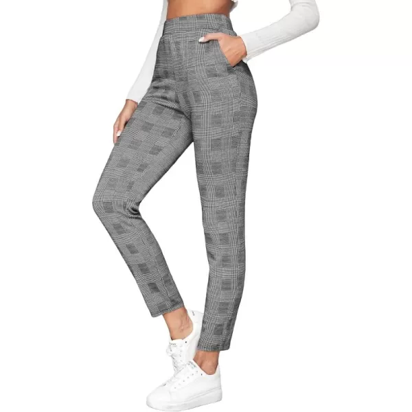 WDIRARA Women's Stretchy Plaid Print Pants Soft Skinny Regular Fashion Leggings