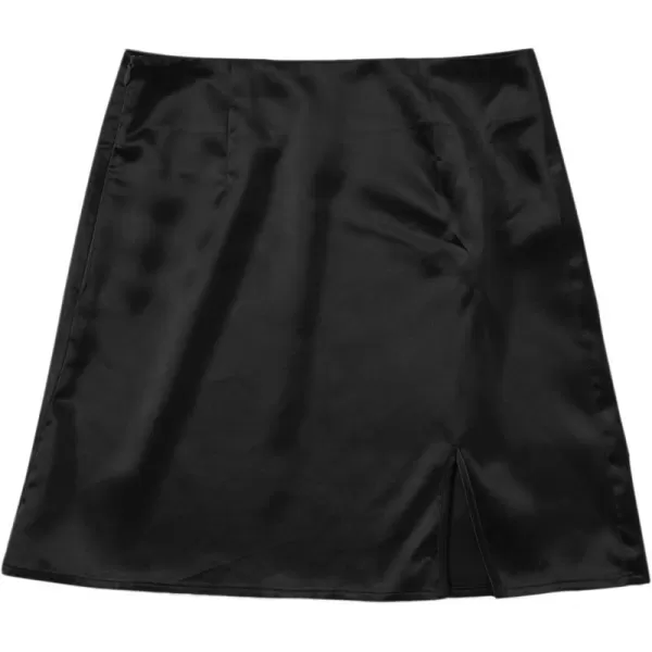WDIRARA Women's Summer Solid Split Hem Zip Back Mini Workwear Skirt