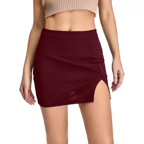 WDIRARA Women's Summer Solid Split Hem Zip Back Mini Workwear Skirt
