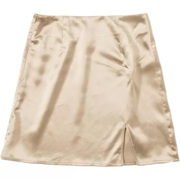 WDIRARA Women's Summer Solid Split Hem Zip Back Mini Workwear Skirt