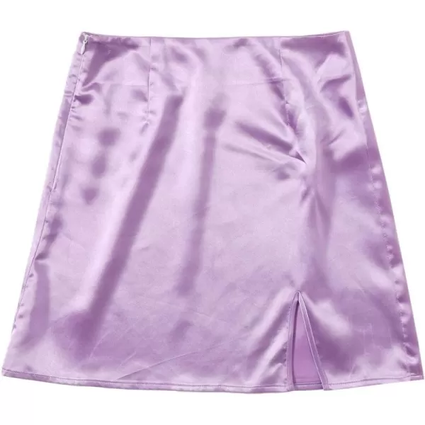 WDIRARA Women's Summer Solid Split Hem Zip Back Mini Workwear Skirt