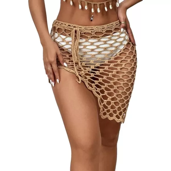 WDIRARA Women's Swimwear Hollow Out Cover Up Skirt Scallop Trim Beach Skirt