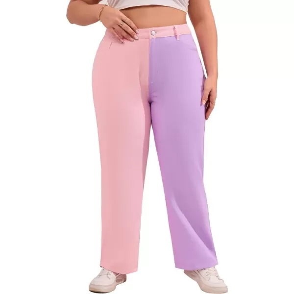 WDIRARA Women's Two Tone High Waist Straight Leg Loose Casual Mom Jeans Pants