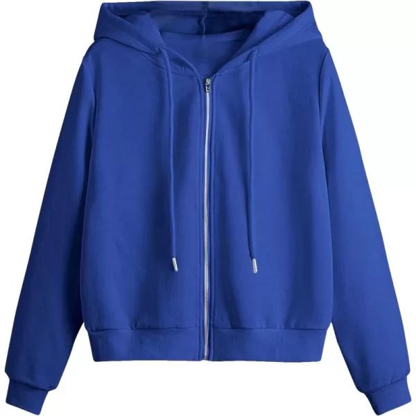 WDIRARA Women's Zip Front Drawstring Hoodie Pullover Long Sleeve Casual Sweatshirt Top