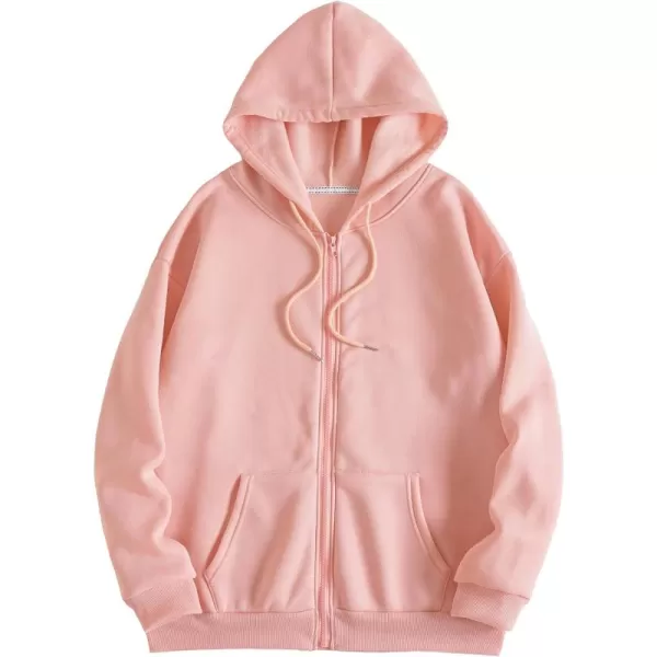 WDIRARA Women's Zip Front Drawstring Hoodie Pullover Long Sleeve Casual Sweatshirt Top
