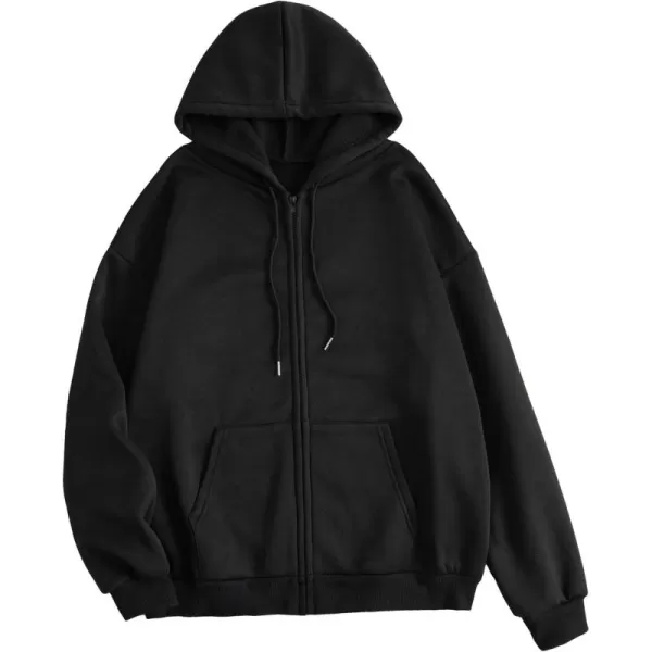 WDIRARA Women's Zip Front Drawstring Hoodie Pullover Long Sleeve Casual Sweatshirt Top