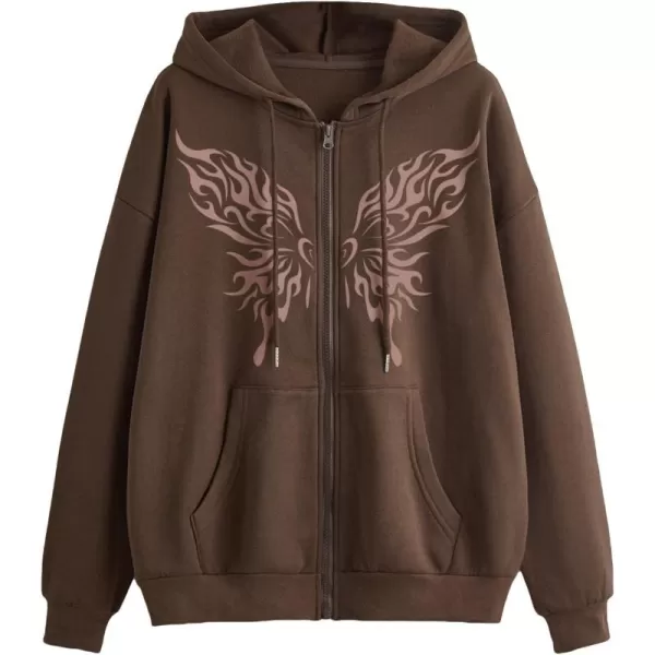 WDIRARA Women's Zip Front Drawstring Hoodie Pullover Long Sleeve Casual Sweatshirt Top
