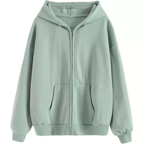 WDIRARA Women's Zip Front Drawstring Hoodie Pullover Long Sleeve Casual Sweatshirt Top