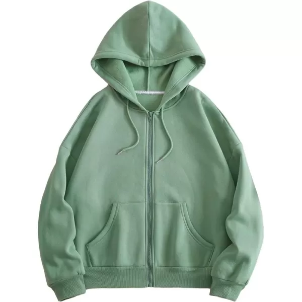WDIRARA Women's Zip Front Drawstring Hoodie Pullover Long Sleeve Casual Sweatshirt Top